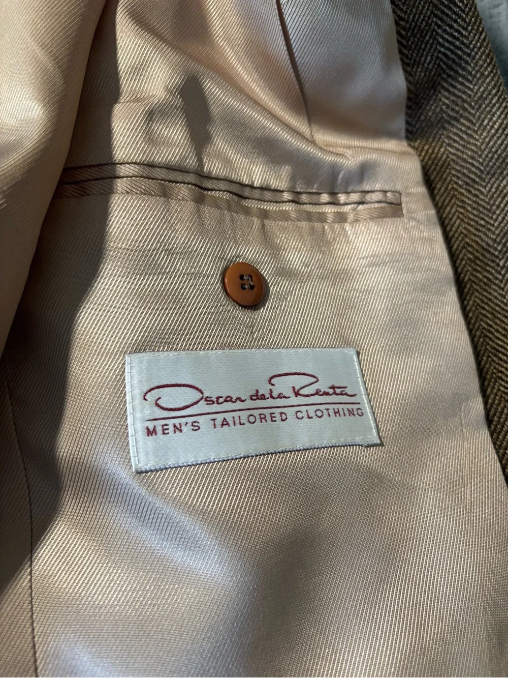 Oscar de la Renta Brown Herringbone Sport Coat